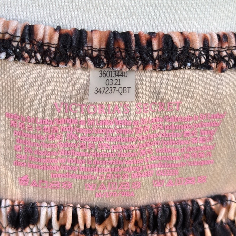 Victoria’s Secret leopard print bikini, lace up, smocked fabric, size medium - Picture 5 of 6